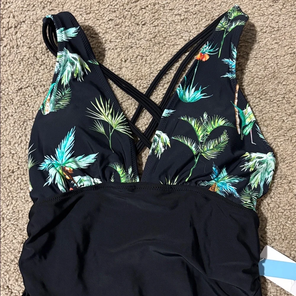 Cupshe Black Palm Tree One-Piece, NWT - Picture 2 of 5